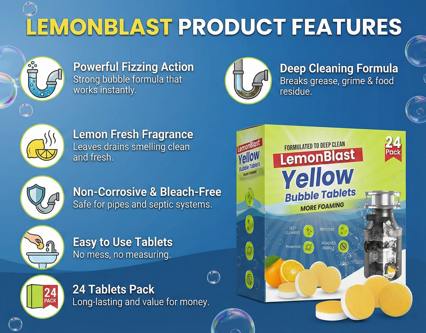 LemonBlast Yellow Bubble Tablets (24pc)
