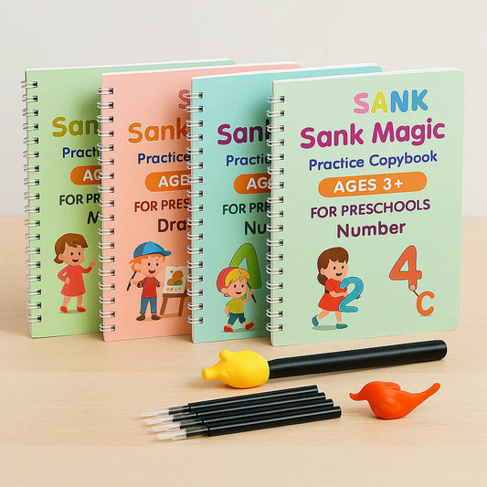 Sank Magic Practice Copybook (4 BOOKS,1 PEN,1 GRIP,10 REFILL) Pack of 1